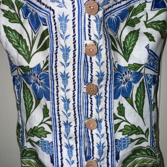 Off-White Tropicance Porcelain Garden Euroflax™ Premium Linen Mini Dress - Picture 4 of 4